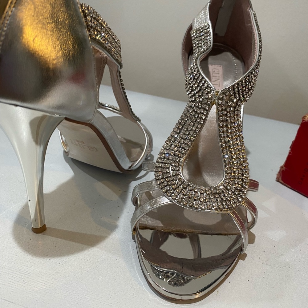 Rhinestone Silver Sandals by Glint size 8